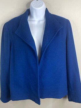 Vintage Peck & Peck Womens Classic Wool Cashmere Blazer 10 Teal Career Timeless